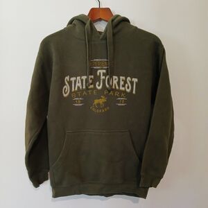State Forest State Park Hoodie Small Green Fleece Sweatshirt